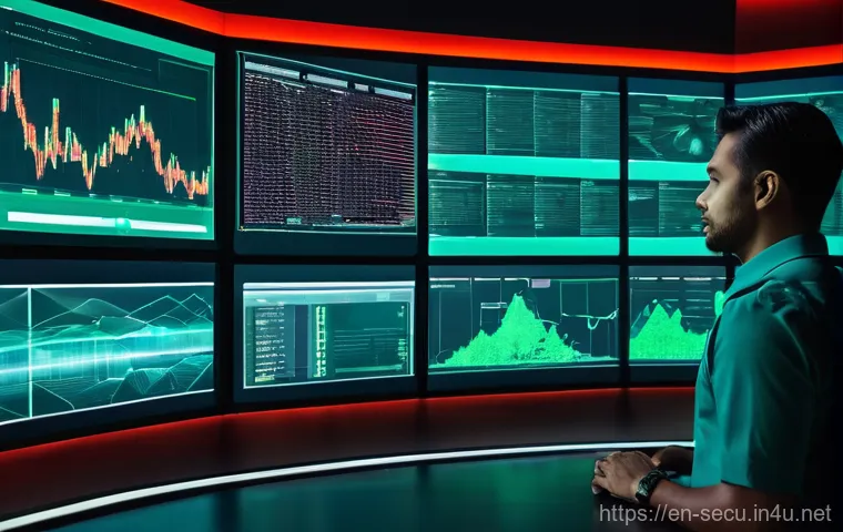 정보보안 실무와 연계된 데이터 유출 방지 기술 - **Prompt:** A dynamic, high-tech digital art rendering of a sprawling, interconnected global network...