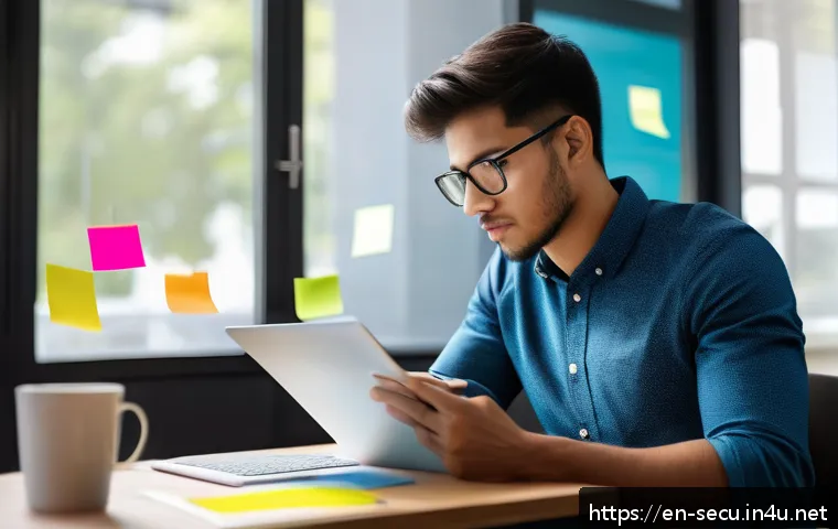 정보보안 필기 시험의 효율적인 학습 계획 - A focused young professional sitting at a modern home office desk, studying CISSP materials on a lap...