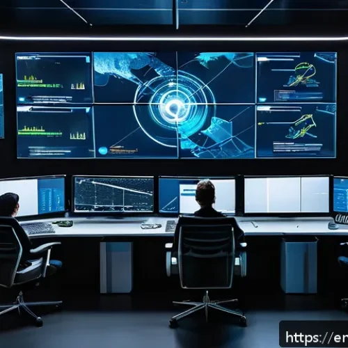 Home 17 정보보안 실무와 오픈소스 도구 활용 사례 - A high-tech cybersecurity operations center with multiple large monitors displaying real-time networ...